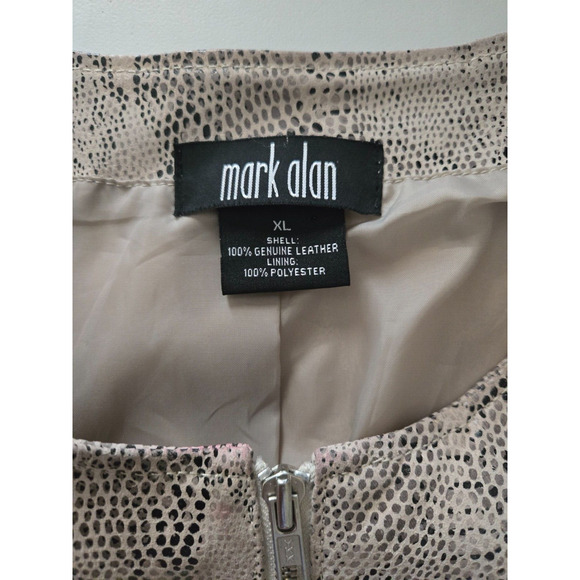 Mark Alan Leather Jacket XL Front Zip Pockets Off White Black - Picture 3 of 8
